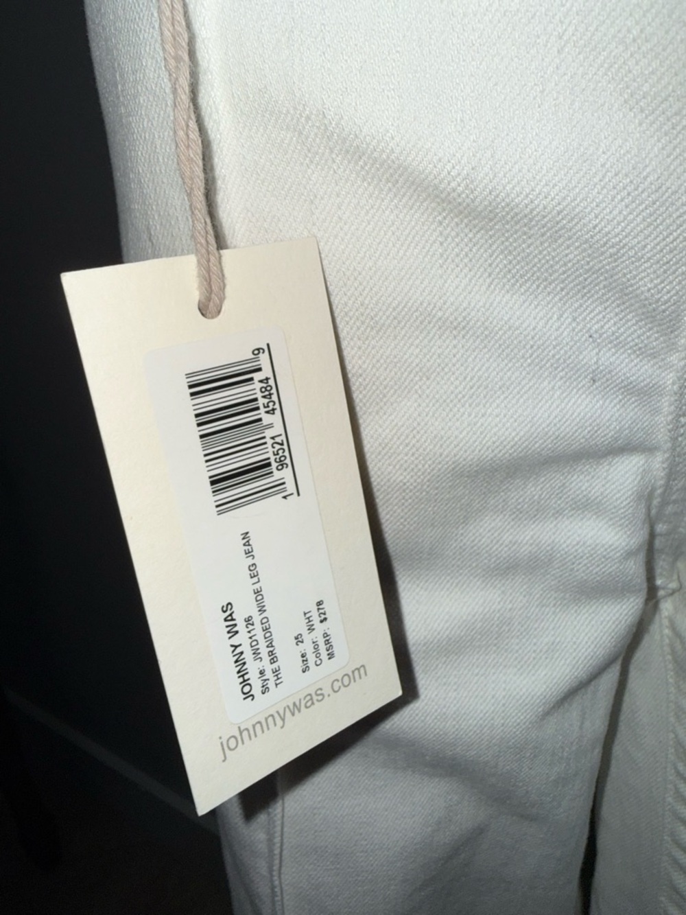Johnny Was NWT Braided Wide Leg Jeans Sz 25 White - Picture 5 of 6